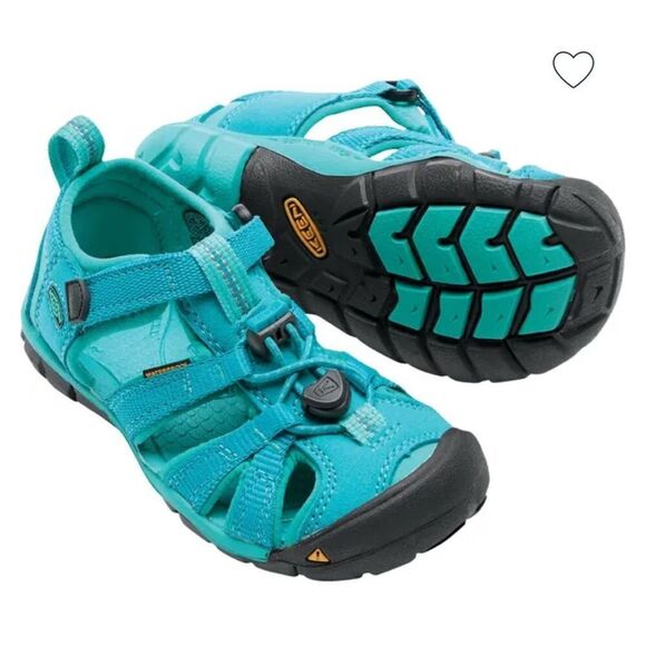 EUC Keen Seacamp II Turquoise Kids Trekking Sandals - Size 2 - Picture 1 of 8